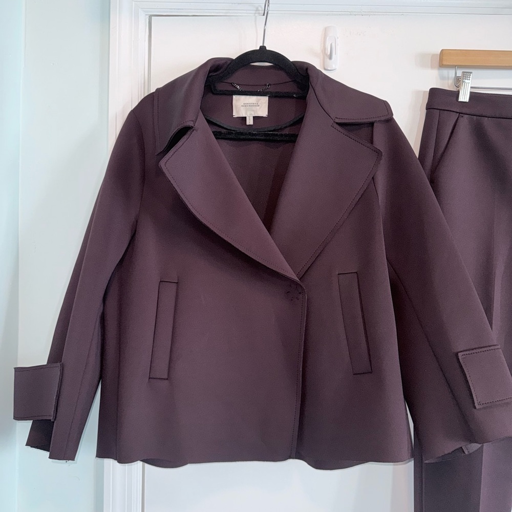 DOROTHEE SCHUMACHER Emotional Essence Brown Jacket Pant SUIT TWO PIECES 2/ 4 - Picture 7 of 11